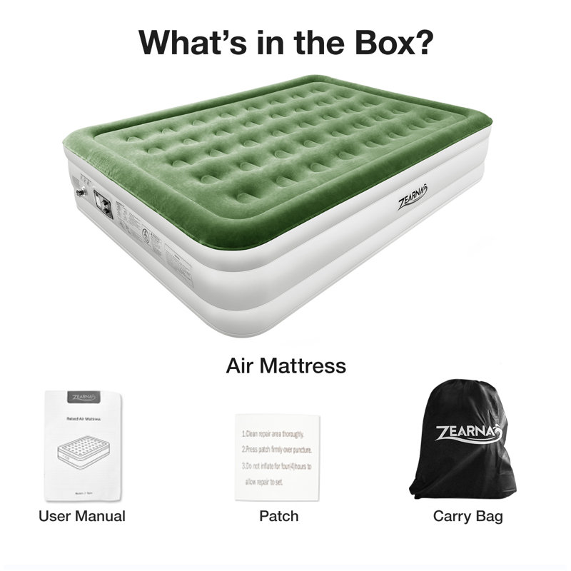 Zearna 18 inch Inflatable Queen Size Air Mattress with Builtin Pump